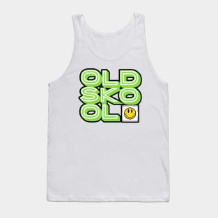 Old Skool Rave Green and White Lettering Tank Top